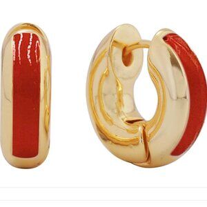 New Orange & Gold 4K Dipped Chunky Huggie Hoop Earrings 14K Dipped Enamel